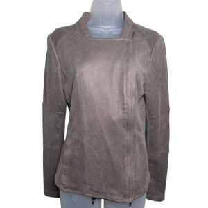 Milla Taupe Gray Faux Suede Asymmetrical Zip Grey Biker Moto Jacket Womens Small